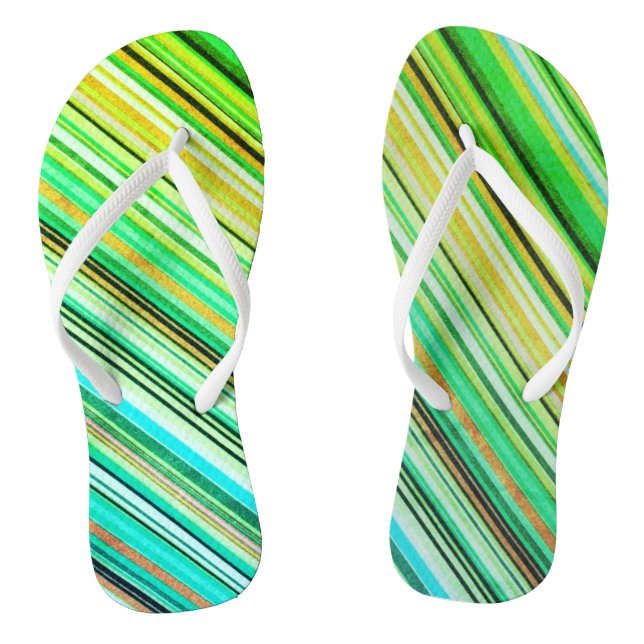 Tongs Rayures diagonales vertes et bleues  (Semelle)