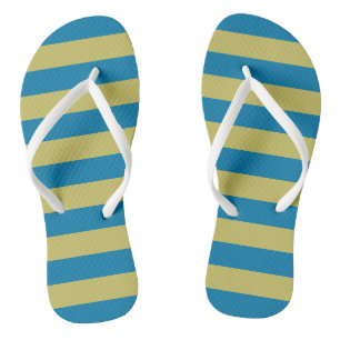 Tongs rayures jaunes et bleues