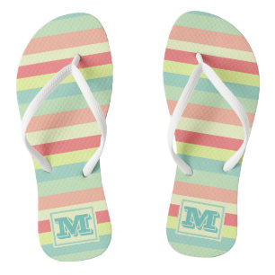 Tongs Rayures lumineuses colorées Monogramme moderne