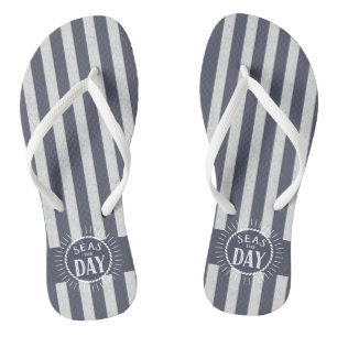 Tongs Rayures nautiques et soleil de Seas the Day