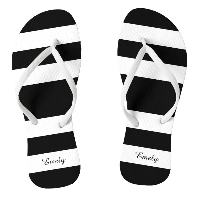 Tongs Rayures Noir Et Blanc Modernes Nom (Semelle)