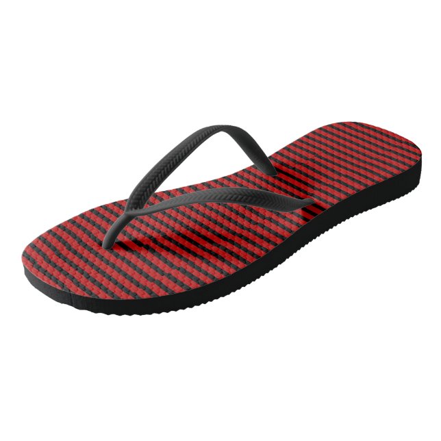 Tongs Rayures noires et rouges (Incliné)