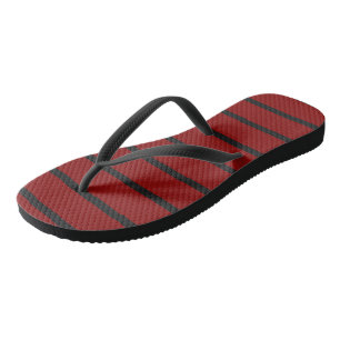 Tongs Rayures noires et rouges