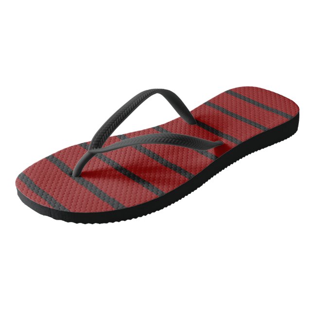 Tongs Rayures noires et rouges (Incliné)