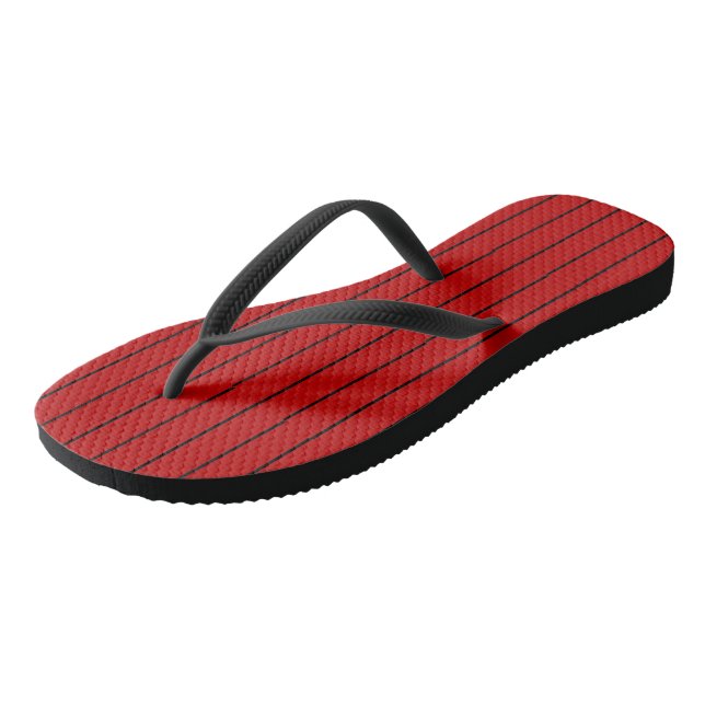 Tongs Rayures noires et rouges (Incliné)