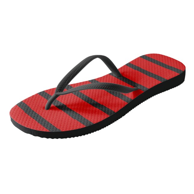 Tongs Rayures noires et rouges (Incliné)