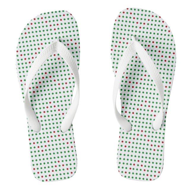Tongs Red Green Chevron Zigzag Motif Dots Noël (Semelle)