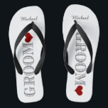 Tongs Red Heart Groom<br><div class="desc">Amusants, tongs de mariage personnalisés</div>
