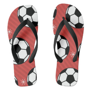 Tongs Red Soccer Noël Festive Stried Ball & Snow