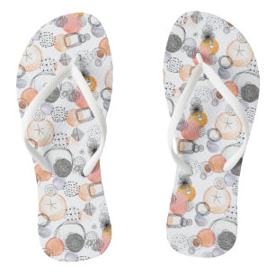 Tongs Résumé moderne Joli Motif Doodle rose