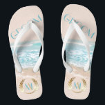 Tongs Retournement de la chambre de mariage | Plage de M<br><div class="desc">RetournerFLops du mariage | Mariage de plage géométrique Monogramme moderne | Un tour moderne sur les invitations de mariage de plage - Mariage unique conçu pour la BarefootBride™ par ©WhimsicalArtwork™ dispose d'une forme géométrique de type terrarium décalé avec des transparences variables dans les facettes pour permettre à l'arrière - plan...</div>