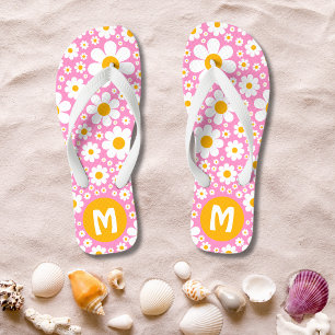 Tongs Rétro années 70 vintage hippie floral personnalisé