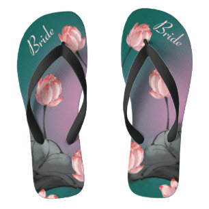 Tongs Retro Floral Pattern Lotus Mariage Bride