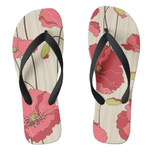 Tongs Rétro motif de pavots