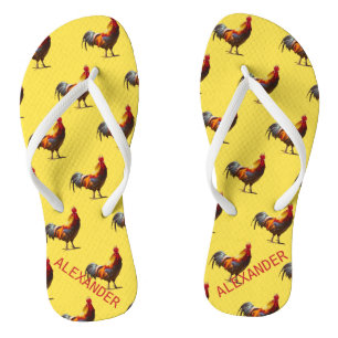 Tongs Rooster Poulet Personnel Fun Jaune Jaune