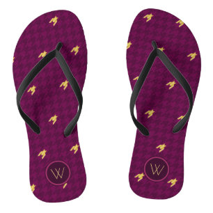 Tongs Rose avec l'or Accent Houndstooth Flip Flops