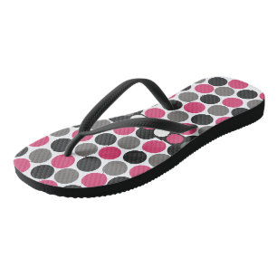 Tongs Rose et gris à pois