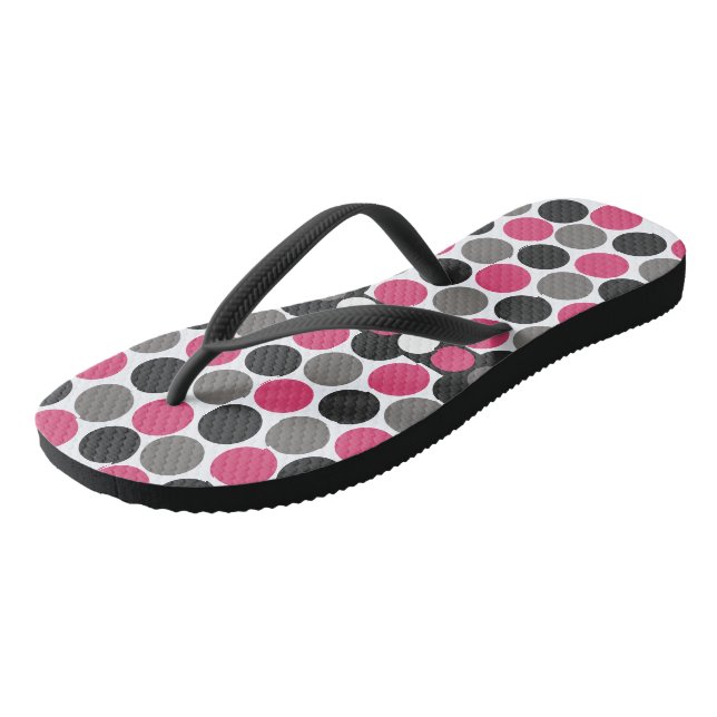 Tongs Rose et gris à pois     (Incliné)