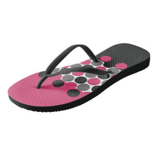 Tongs Rose et Gris Polka Point