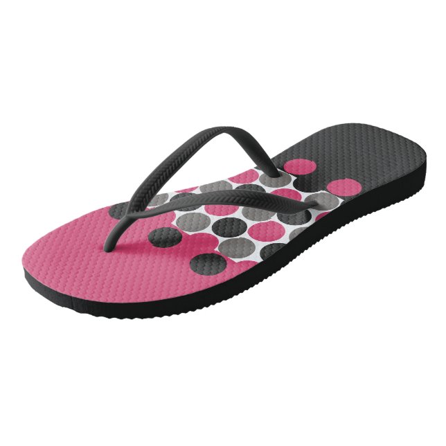 Tongs Rose et Gris Polka Point    (Incliné)