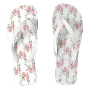 Tongs Rose Florale Rose Chic Usé