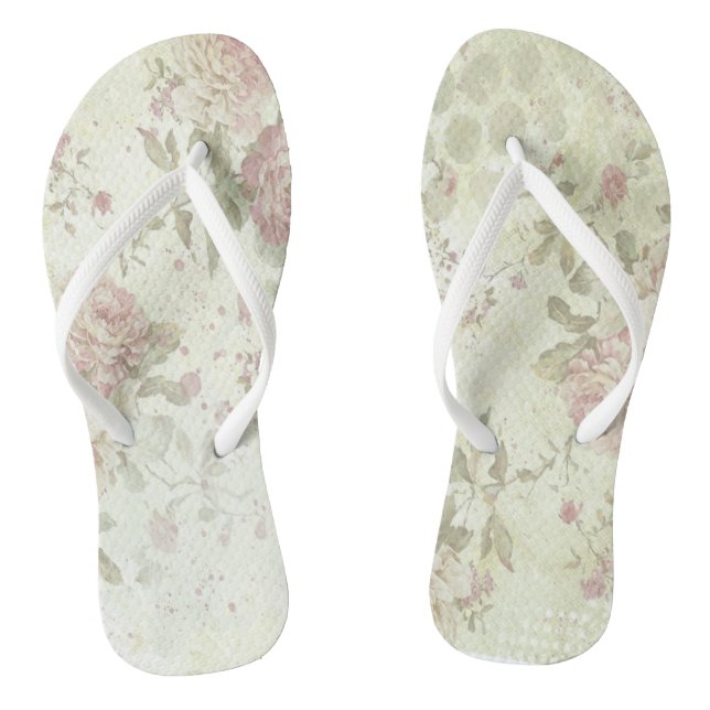 Tongs Rose Florale Rose Shabby Chic (Semelle)