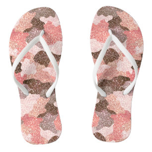 Tongs Rose Gold Camo Faux Parties scintillant Girly Camo