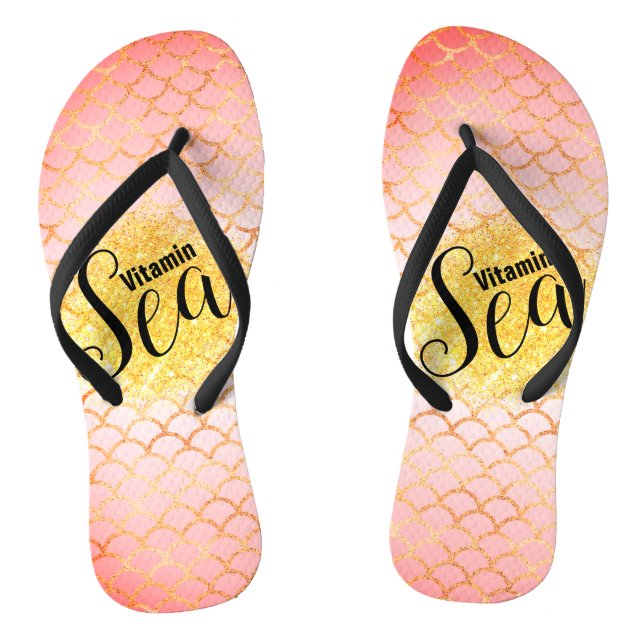 Tongs Rose pâle, écailles de sirène ombrées de corail pê (Semelle)