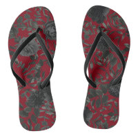 Rose rouge et noir Mariage gothique Flip-Flops