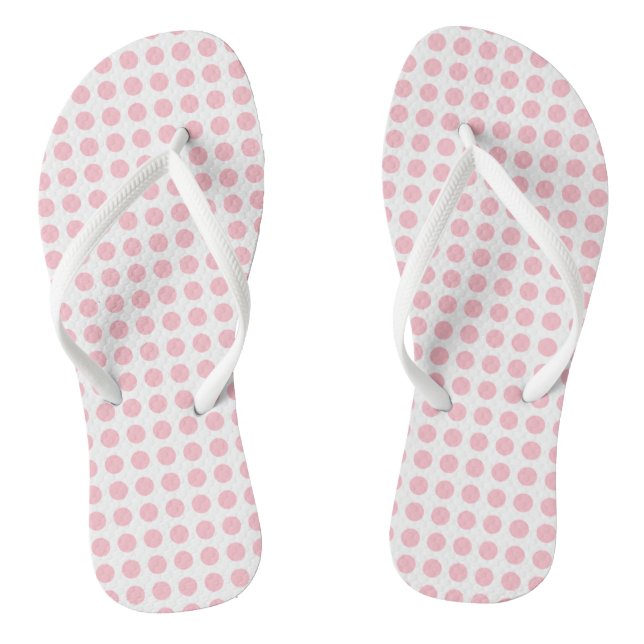 Tongs Rose sur blanc Moyen taille Pois horizontaux (Semelle)