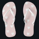 Tongs Rosée avec Coeurs Blancs<br><div class="desc">NewParkLane - Flip Flops, avec un mignon motif de petits coeurs blancs dessinés à la main. Un design mignon pour les filles ou pour un mariage à la plage. Consultez cette collection pour les articles correspondants. Également disponible en rose chaud.</div>