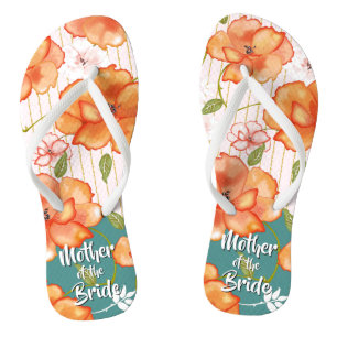 Tongs Roses Florales Vintage Moderne Orange Faveur de