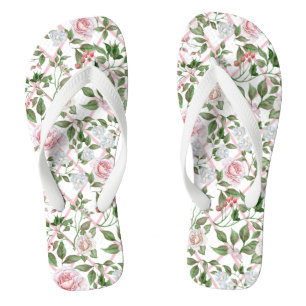 Tongs Roses roses - Florale Vintage d'aquarelle