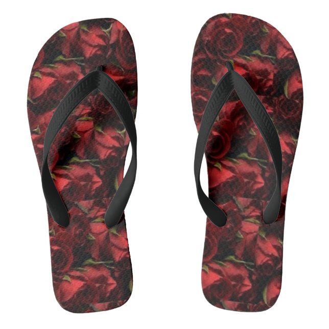 Tongs Roses Rouges Flore Large Bracelet Flip Flaps (Semelle)