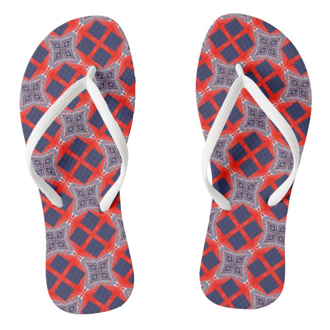 Tongs Rouge Blanc Bleu Kaléidoscope Été  (Semelle)