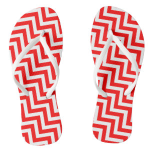 Tongs Rouge et blanc Diagonal Moyen Trappe Chevron