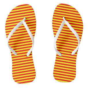 Tongs Rouge et jaune rayures fines vintage