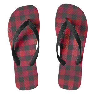 Tongs Rouge et noir À damiers plaid