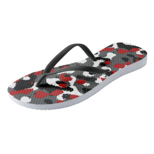 Tongs Rouge, Noir, Gris et blanc Camo Abstrait