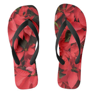 Tongs Rouge Poinsettias II Noël Fête Florale