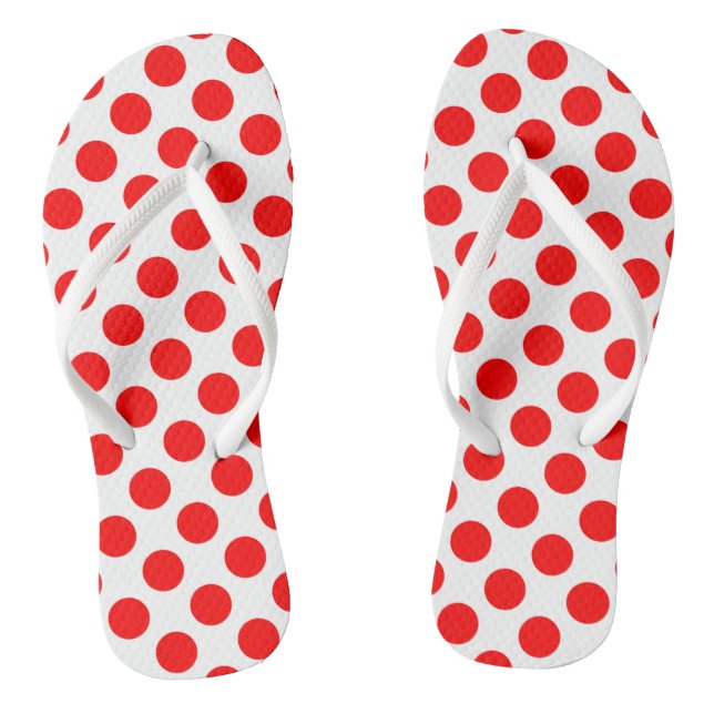 Tongs Rouge sur blanc grand format Pois (Semelle)