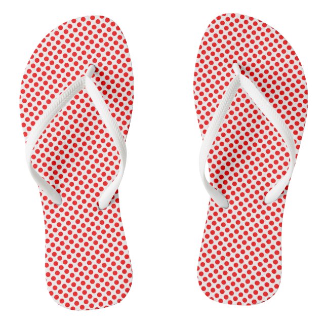 Tongs Rouge sur blanc Pois de petite taille (Semelle)