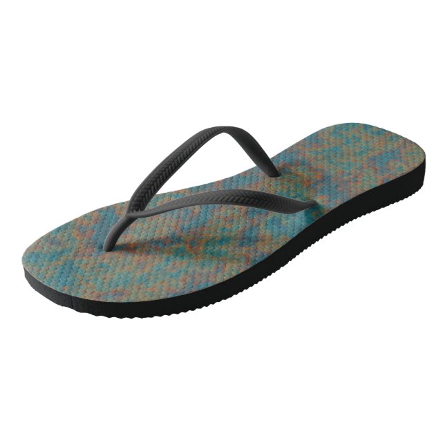 Tongs Rouille de turquoise abstraite (Incliné)