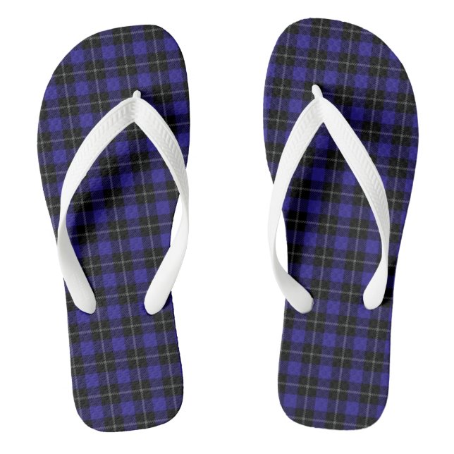 Tongs Royal Blue Black Plaid (Semelle)