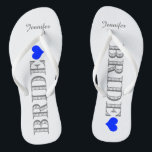 Tongs Royal Blue Heart Bride<br><div class="desc">Amusants, tongs de mariage personnalisés</div>