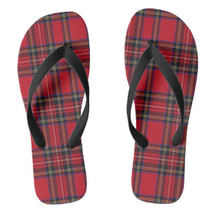 Tongs Royal Stewart tartan rouge noir plaid
