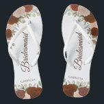 Tongs Rustique Automne Floral Élégant Mariage Bridesmaid<br><div class="desc">Ces tongs de mariage élégants sont une excellente façon de remercier et de reconnaître vos demoiselles d'honneur, tout en donnant à leurs pieds un repos après une longue journée. Le design floral d'automne rustique présente des roses d'aquarelle peints à la main dans les tons de rouille orange et de corail...</div>