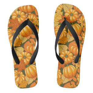 Tongs Saison d'automne Halloween Citrouille Motif