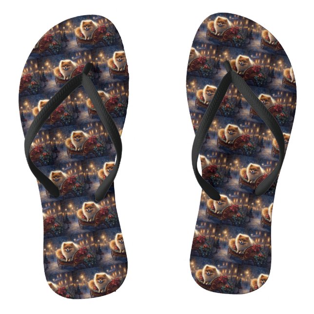 Tongs Saison de Noël Poméranienne brossé (Semelle)