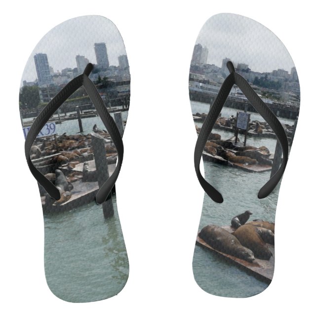Tongs San Francisco et Pier 39 Sea Lions City Skyline (Semelle)